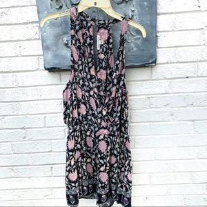 American Eagle Outfitters Black Floral Romper with Pink Accents
